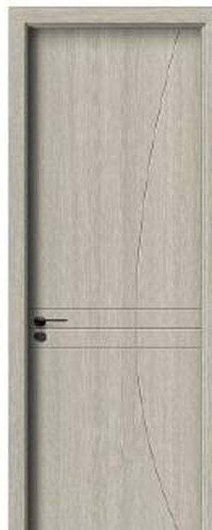 Puerta WPC CS-014, Gris claro · Texturizado tipo madera con curva lateral