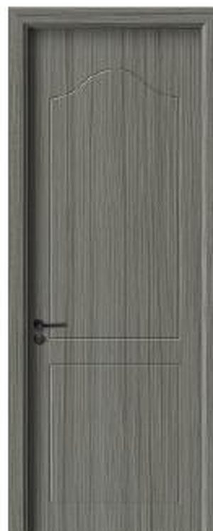 Puerta WPC CS-018, Gris oscuro · Texturizado tipo madera con arco superior