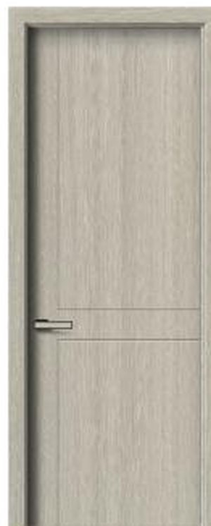 Puerta WPC CS-022, Madera clara · Texturizado tipo madera con línea horizontal