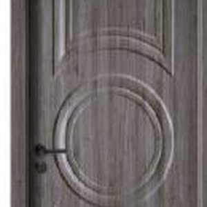 Puerta WPC M-101, Madera oscura · Relieve circular