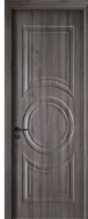 Puerta WPC M-101, Madera oscura · Relieve circular
