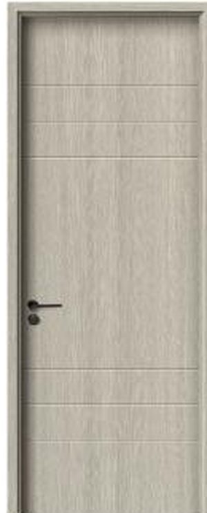 Puerta WPC M-104, Gris claro · Tipo madera con ranuras