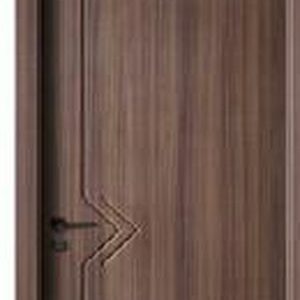 Puerta WPC M-110, Madera oscura · Tipo madera con detalle chevrón