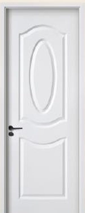 Puerta WPC M-32, Blanco · Relieve con óvalo central