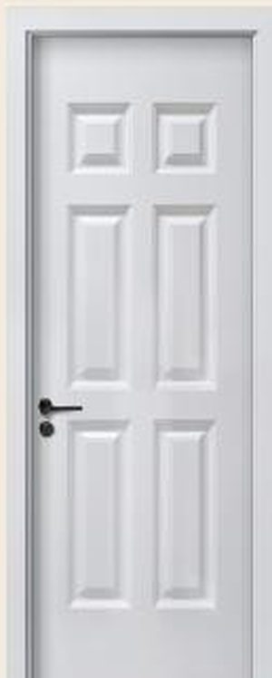 Puerta WPC M-45, Blanco · Relieve de seis paneles